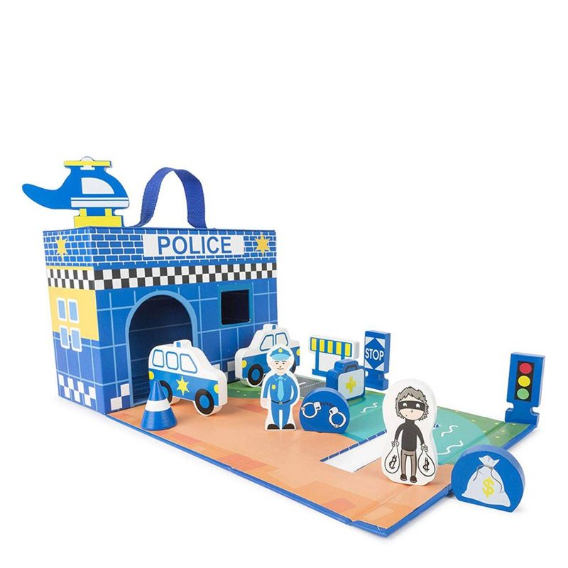 Small Foot Wooden Toys Police Station Playworld In Carrying Case