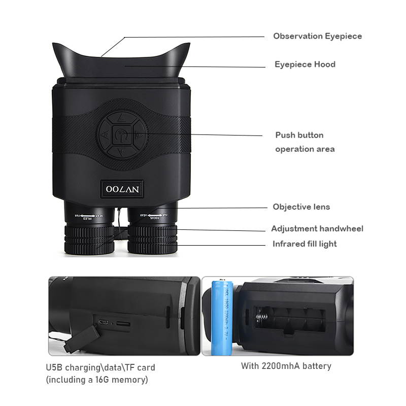 Night Vision Device Infrared Telescope Binoculars Camera 500m Zoom Ultra HD 3.5" LCD Display For Outdoor Hunting