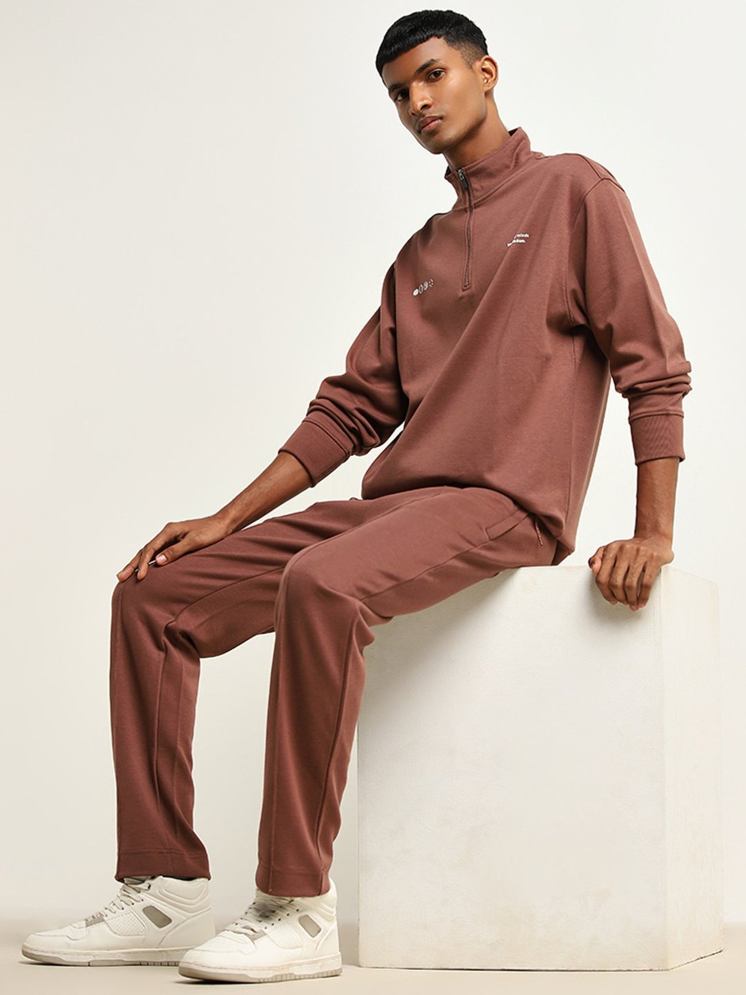 Studiofit by Westside Rust Relaxed-Fit Cotton Blend Track Pants