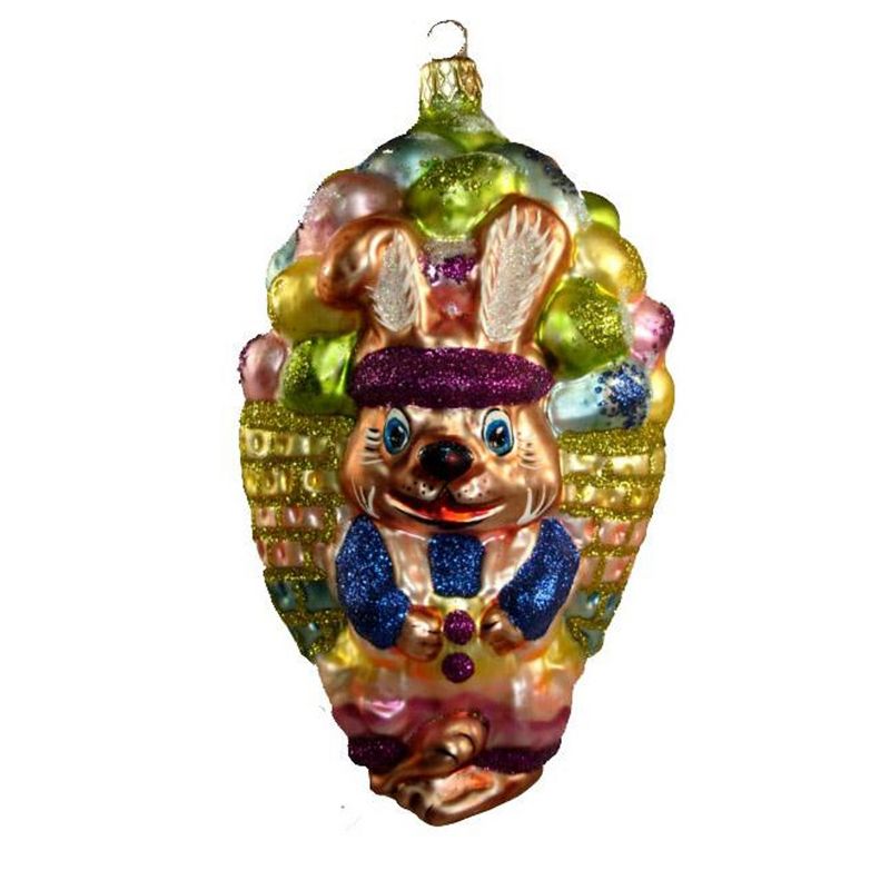 Larry Fraga Delivering The Eggs Ornament Easter Bunny Basket  -  Tree Ornaments