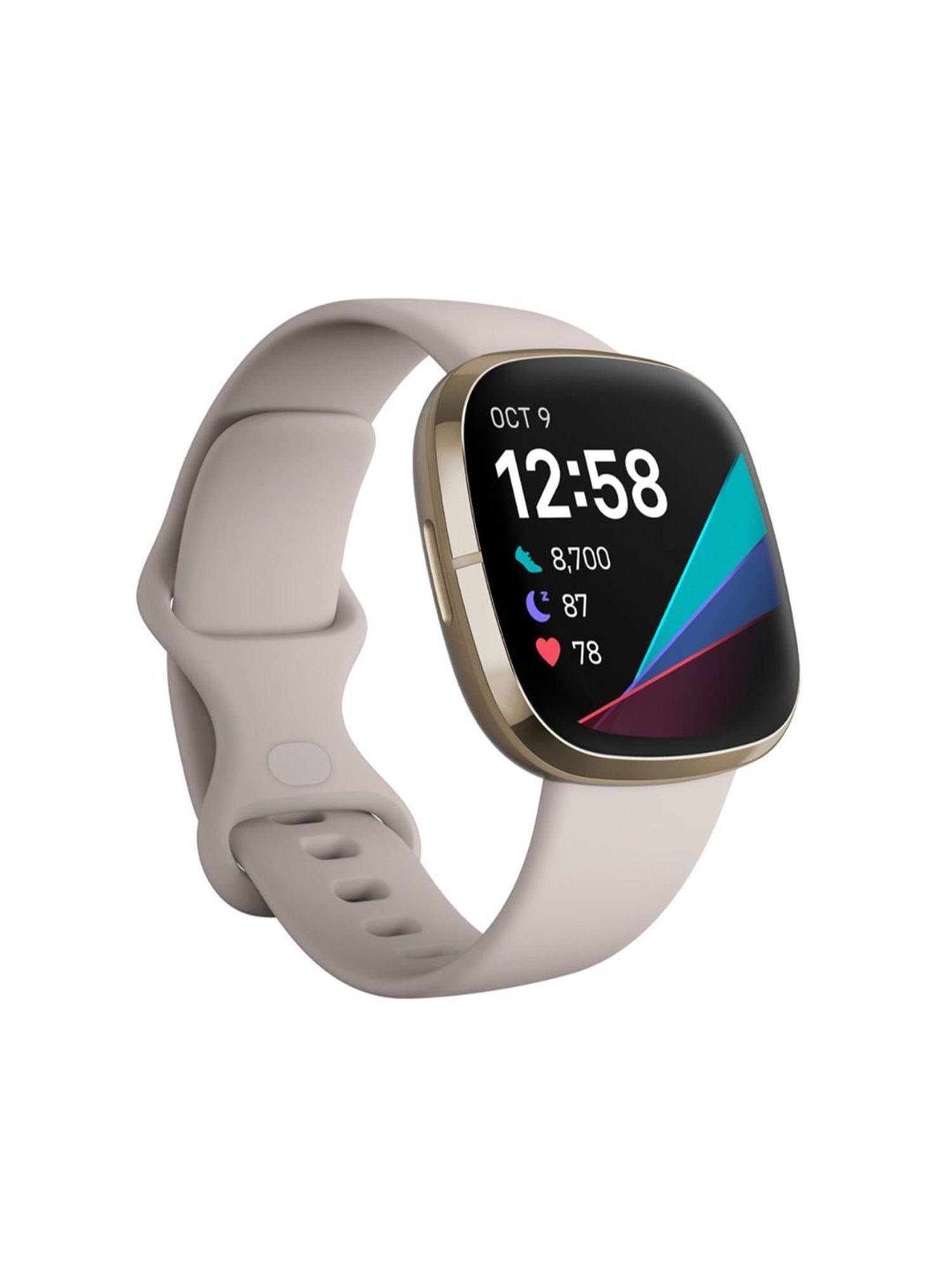 FITBIT FB512GLWT Sense Smart Watch for Unisex (Beige)
