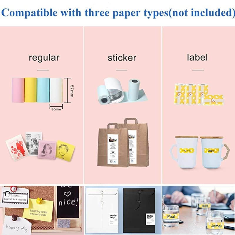 Mini Bluetooth Pocket Printer,Peripage Printer, Portable Label Sticker Receipt Printer, Compatible with Android iOS Devices Windows System for Mothers Gifts,Child Painting Couple.