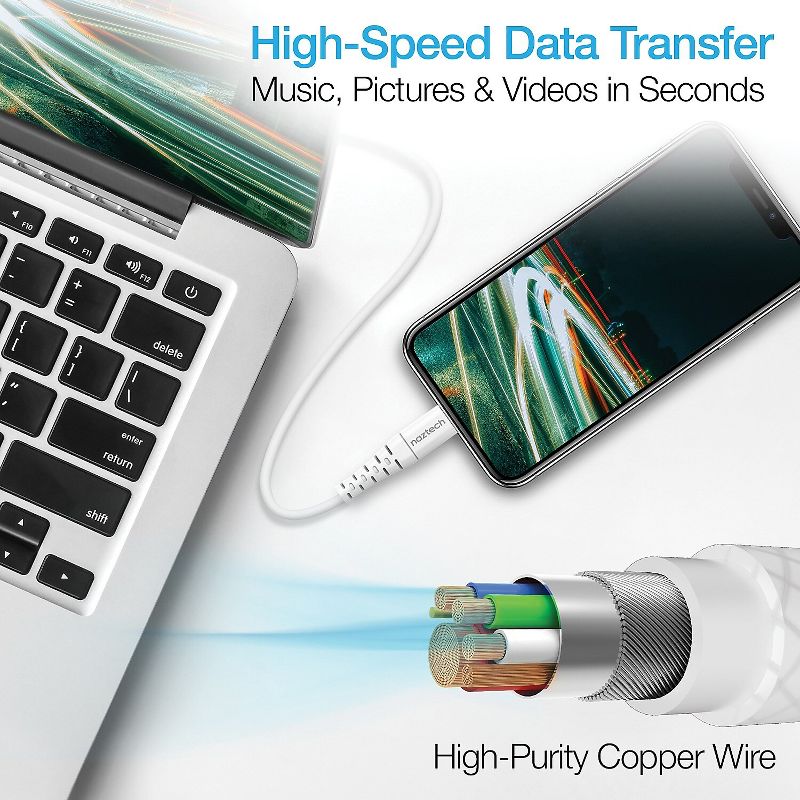 Naztech 4 ft. Fast Charge MFi Lightning to USB-C Cable, White HPL14138