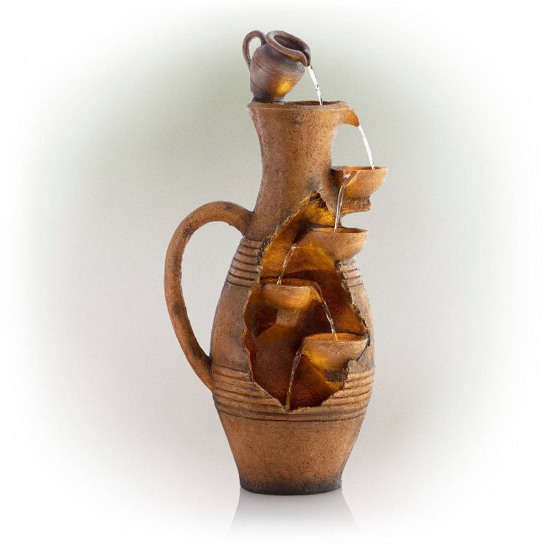 Cascading Fractured Jar Fountain With White LED Lights - Alpine Corporation