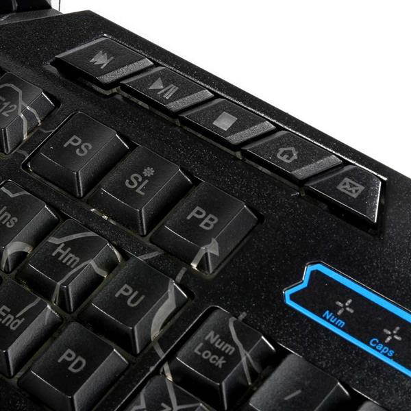 LED Backlit Wired USB Gaming Keyboard with Cracking Pattern Black