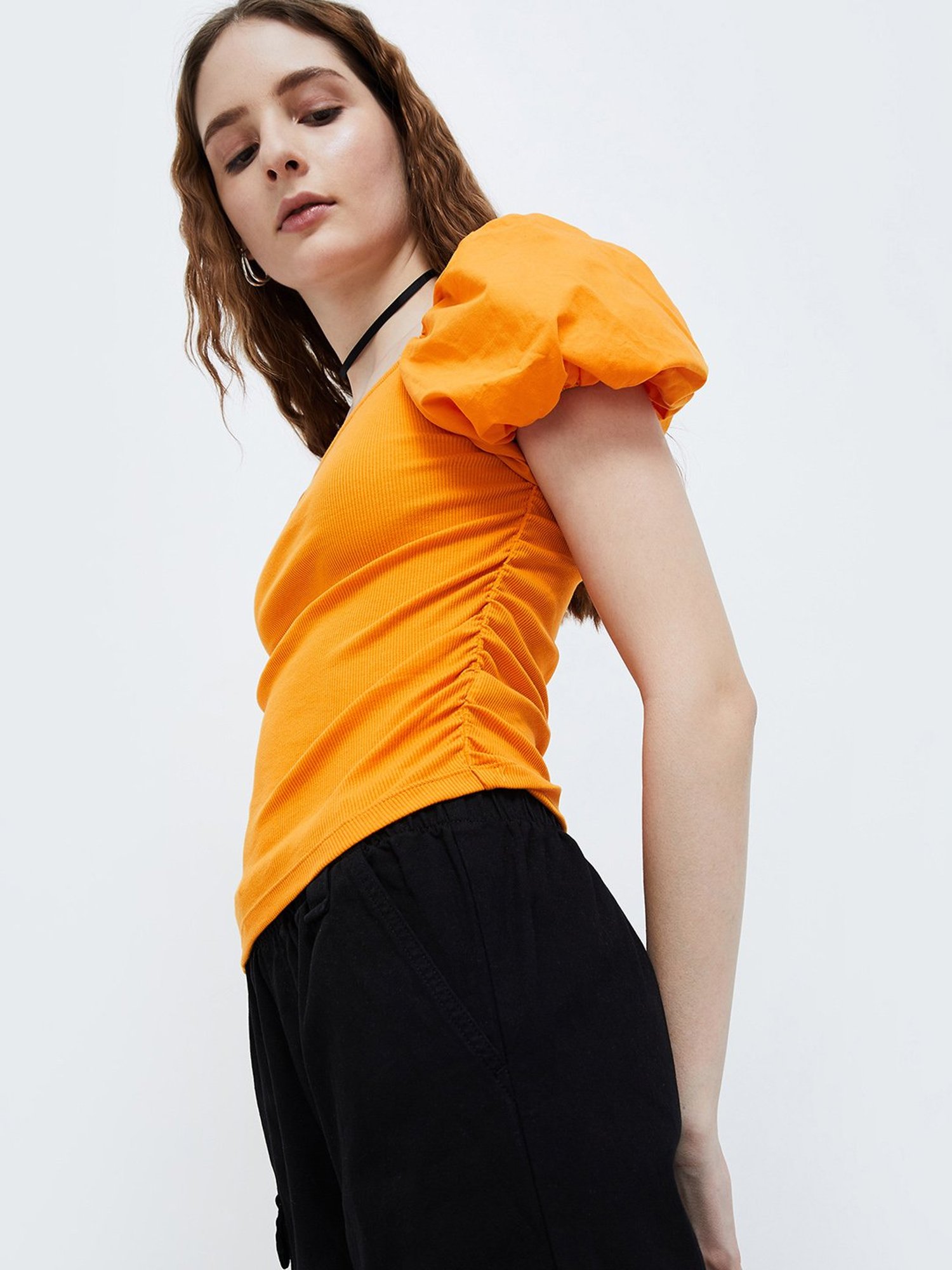 Ginger by Lifestyle Orange Cotton Striped Top