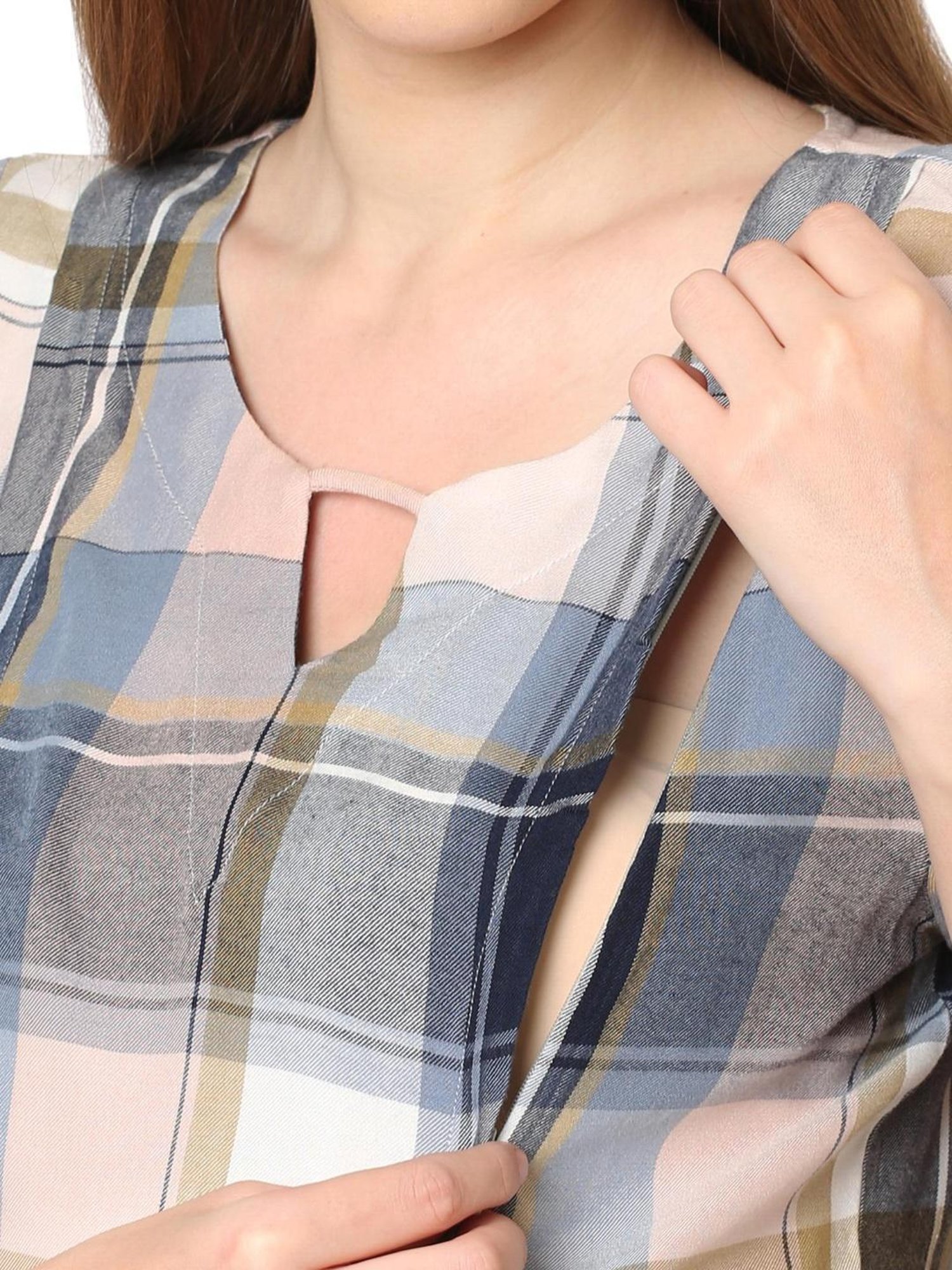 Mystere Paris Multicolor Checks Maternity Topwear