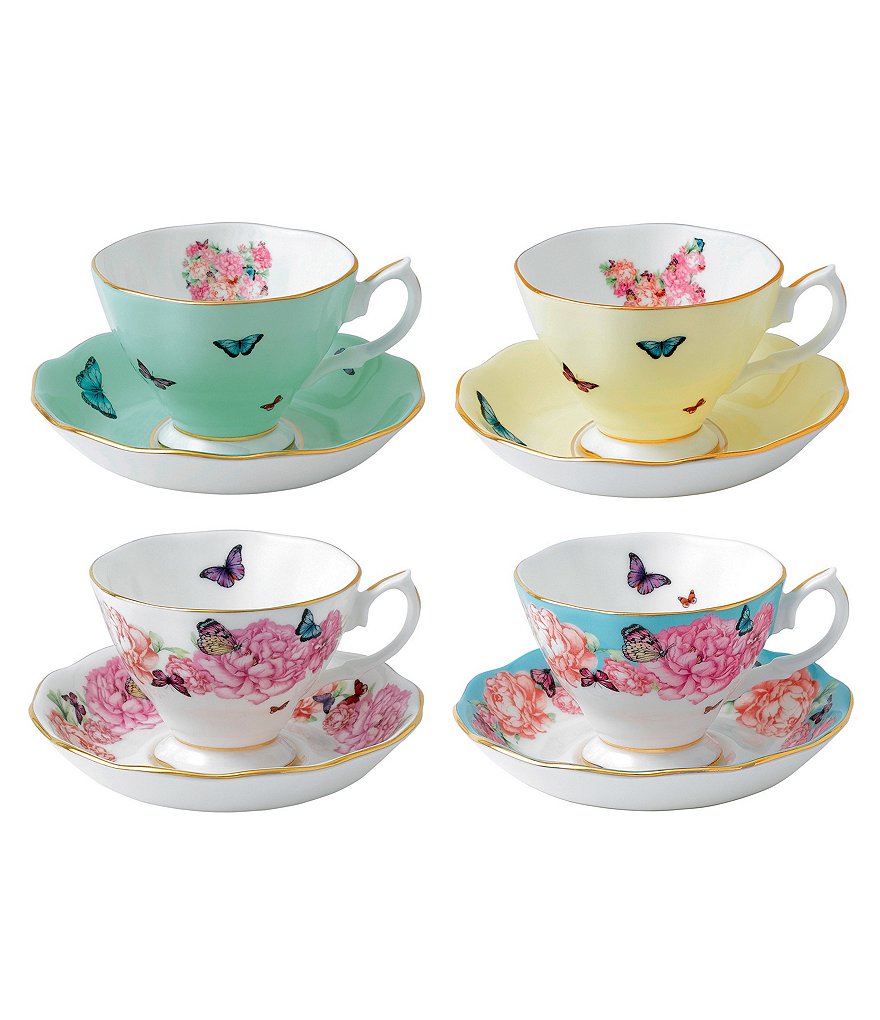 Royal Albert Mixed Patterns Teacup & Saucer, Set of Four (Blessings, Devotion, Gratitude & Joy)