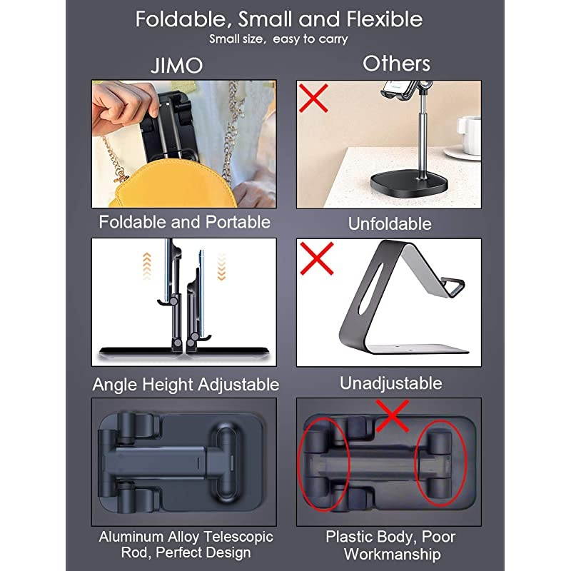 Adjustable Cell Phone Stand Foldable Tablet Stand Portable Phone Holder for Desk Compatible with iPhone 11 Pro XS Max XR X Samsung Galaxy S10 S9TabletsDark Blue