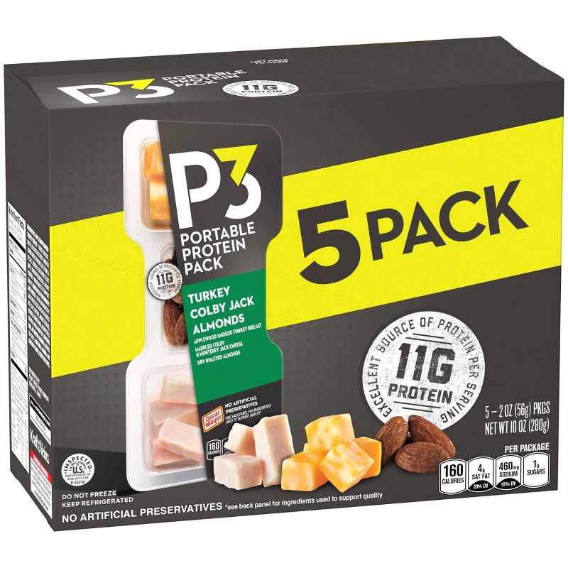 Oscar Mayer P3 Turkey, Colby Jack Cheese, and Almonds Protein Pack - 5pk/10oz