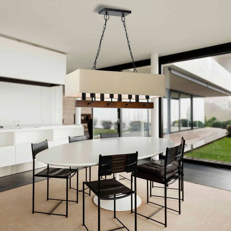 16" x 36" Wood and Metal Burley Island Chandelier with Burlap Shade - Cal Lighting