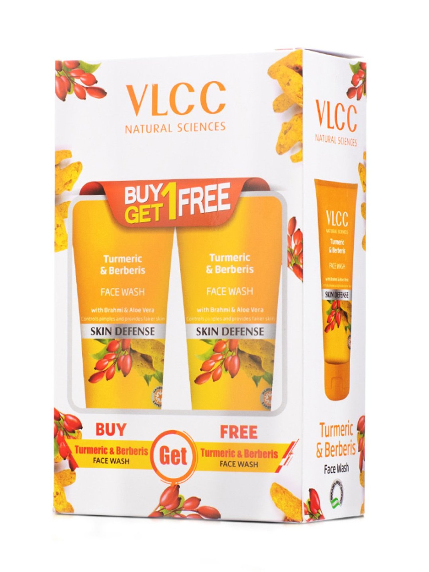 VLCC Turmeric Berberis Face Wash and Sunscreen Lotion SPF 25 PA+, Almond Body Lotion Combo