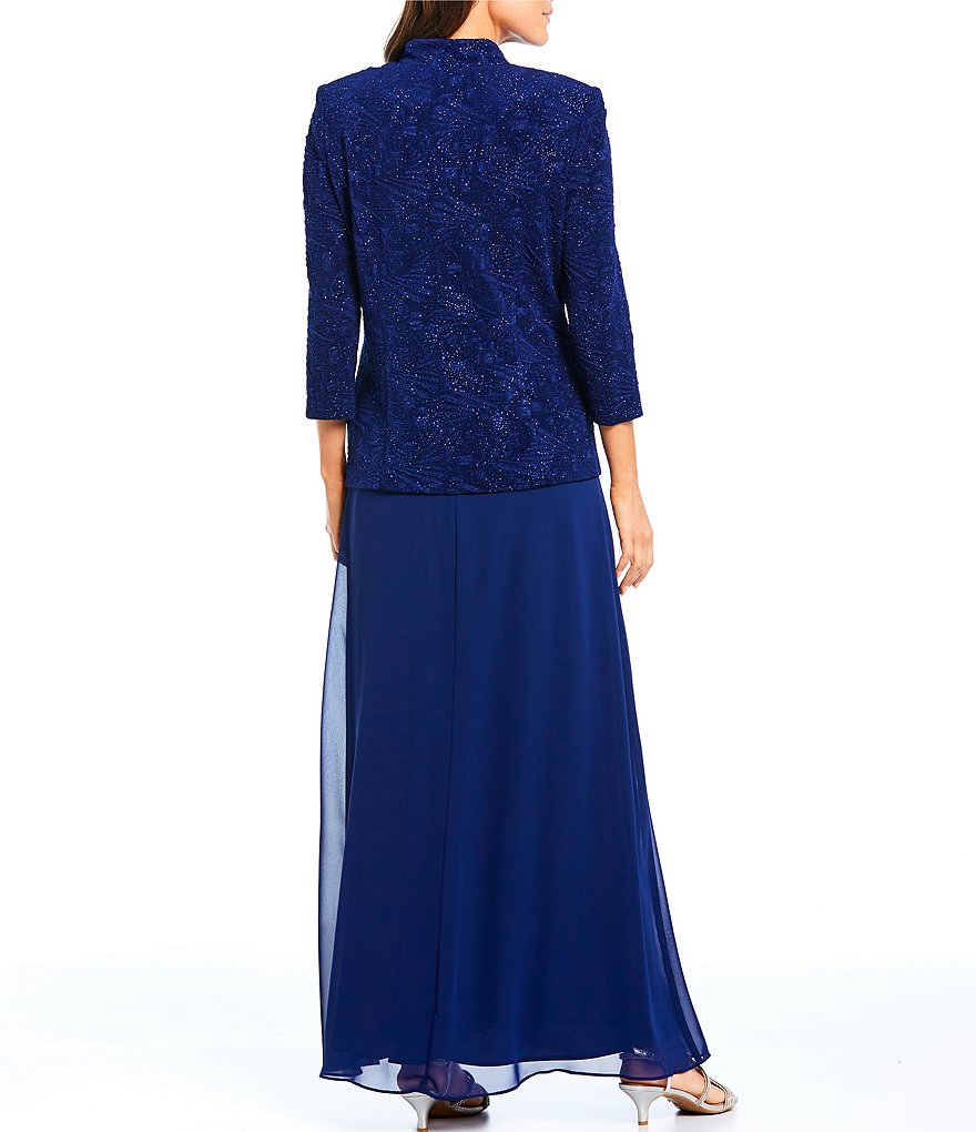 Alex Evenings 2-Piece Glitter Embellished Jacquard Jacket Dress