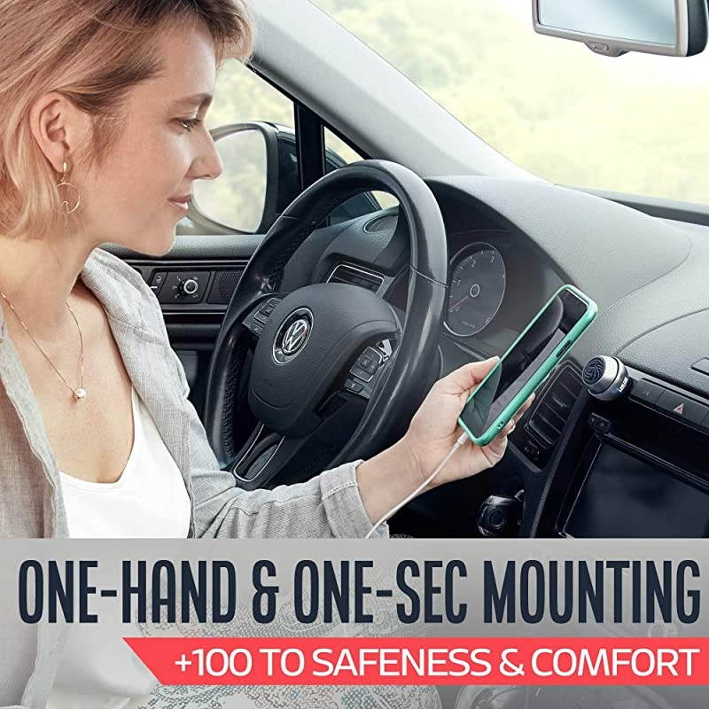 Car Phone Mount Magnetic AllMetal iPhone Car Mount for Any Smartphone or GPS Truly OneHanded Cell Phone Holder for Car Dashboard