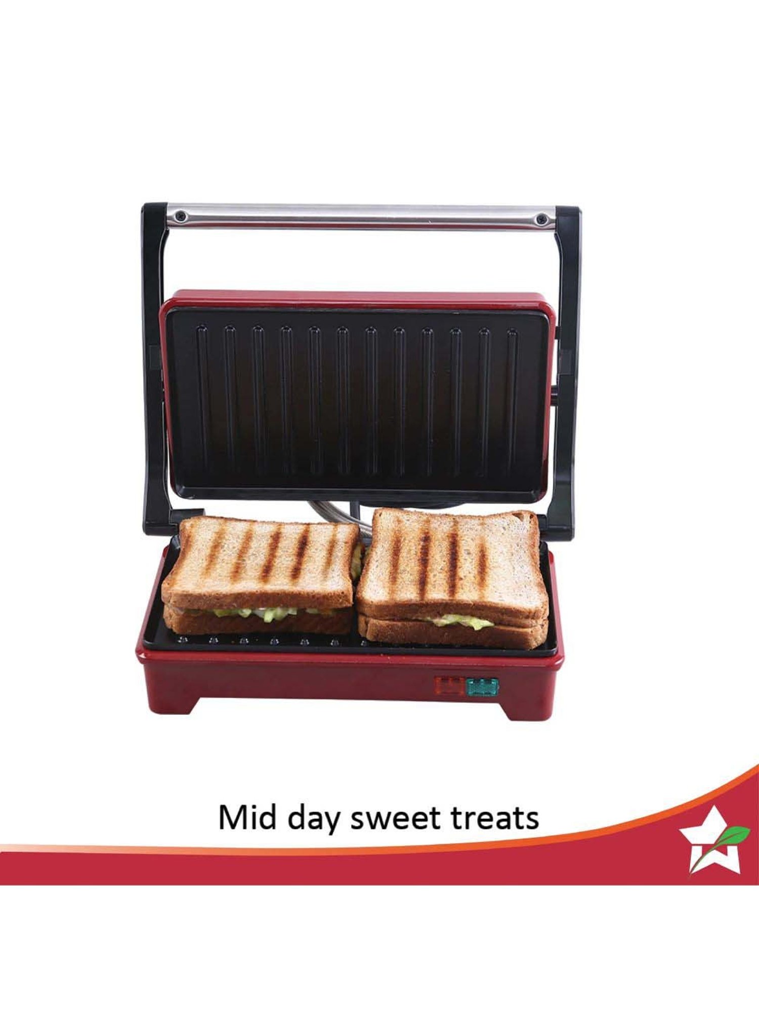 Borosil Sandwich Maker 2000W with Non stick coating (Black)