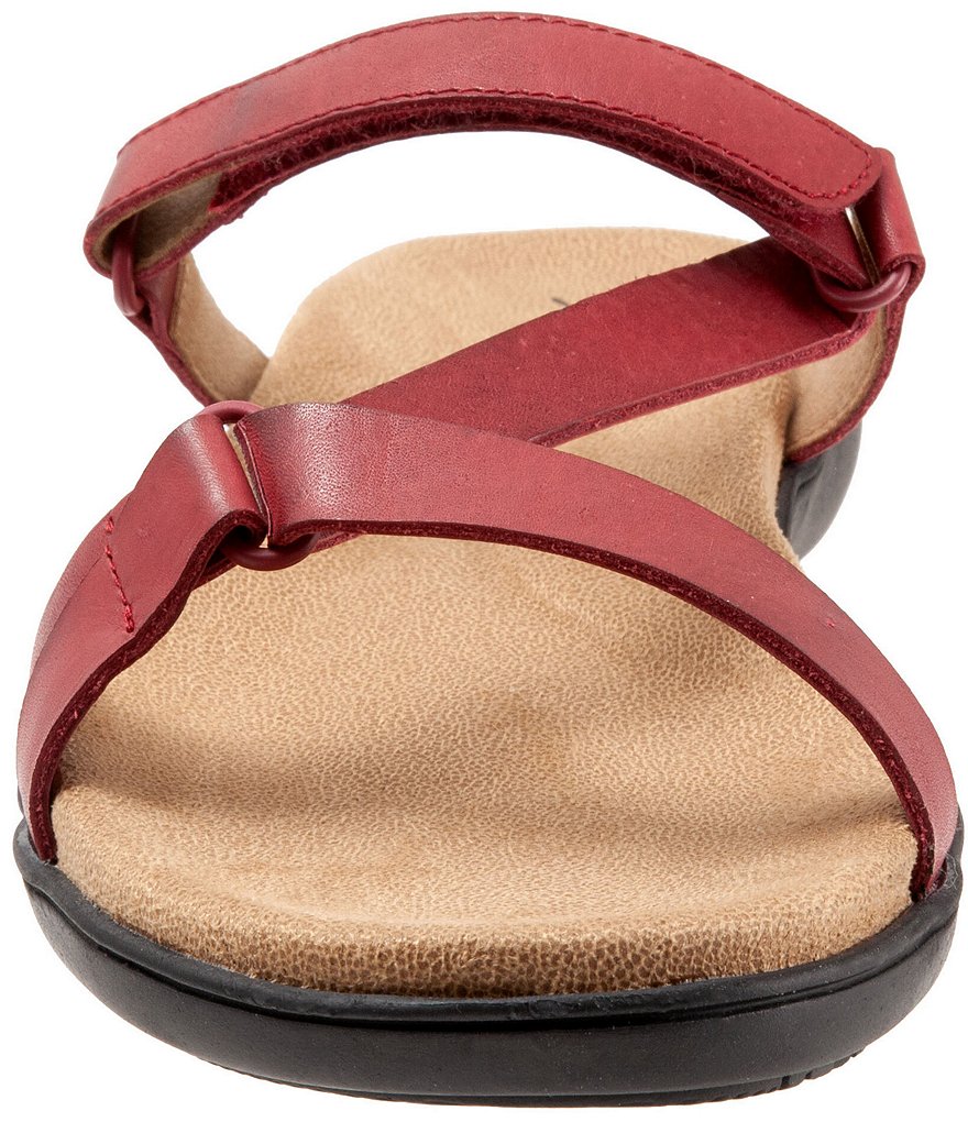 Trotters Raja Leather Adjustable Hook and Loop Slide Footbed Sandals