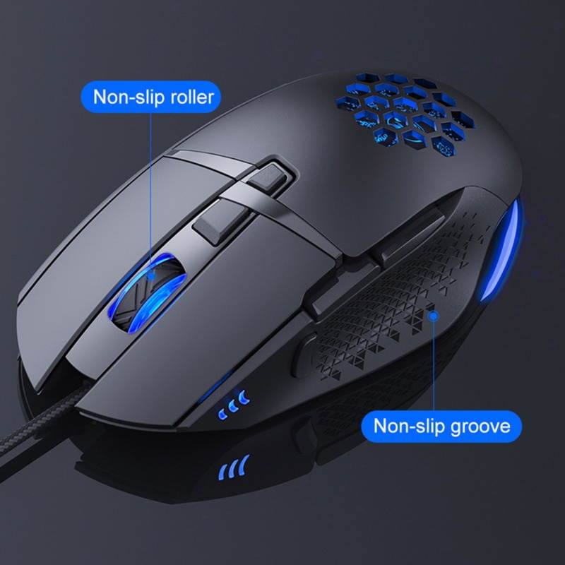 T90 8 Keys 4 Gears Adjustable DPI Hollow Backlight Wired Mouse PC Accessory