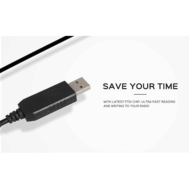 PC001 FTDI USB Programming Cable, Plug and Play, Compatible with Most Analog Two Way Radios with 2-Pin K Plug