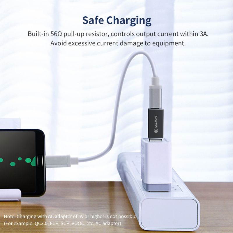 USB C to USB A Adapter - Ankmax UA312C USB C to USB A Connector, USB C 3.1Adapter Support 5Gbps Data Sync & Fast Charging - Compatible with Laptops, PC, Chargers, Power Banks and More Devices