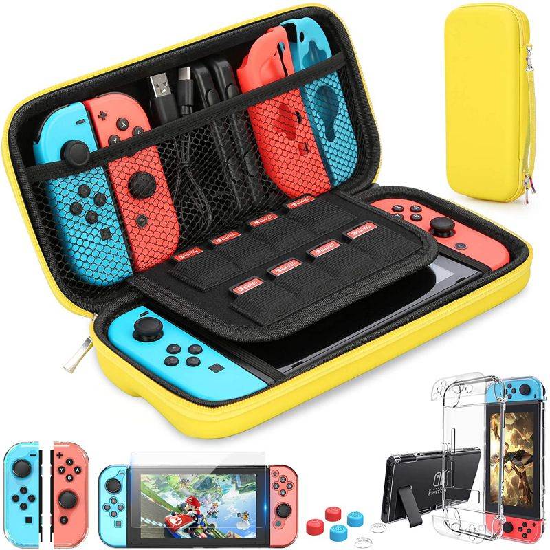HEYSTOP Switch Carrying Case for Nintendo Switch Case with Screen Protector, 9 in 1 Nintendo Switch Accessories Kit and 6 Pcs Thumb Grip, Nintendo Switch Protective Case
