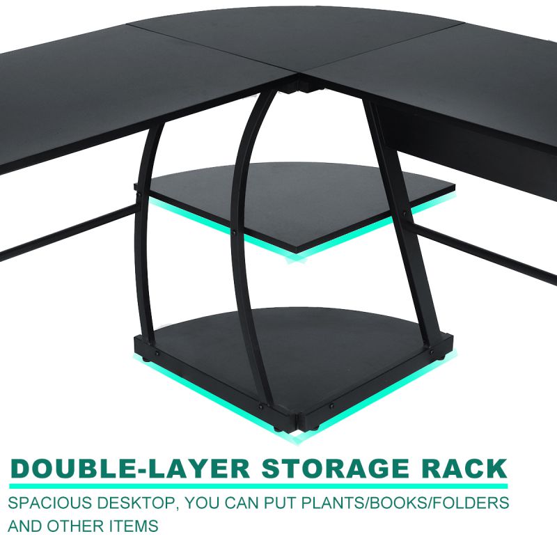 73" L-Shape Gaming Computer Desk Office Corner Laptop PC Table Workstation Study  with Shelves