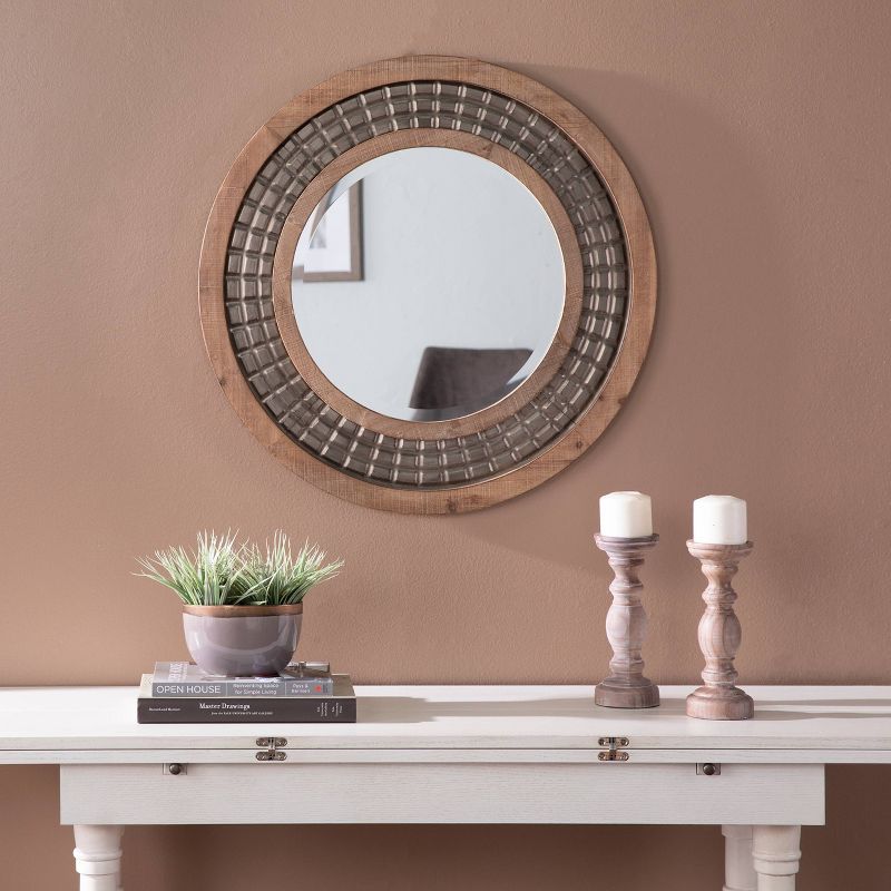28" x 28" Round Gateno Decorative Wall Mirror Gold - Southern Enterprises