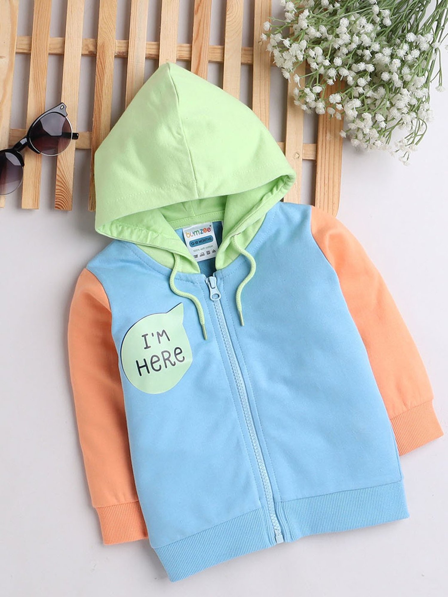 Bumzee Kids Blue Printed Full Sleeves Sweatshirt