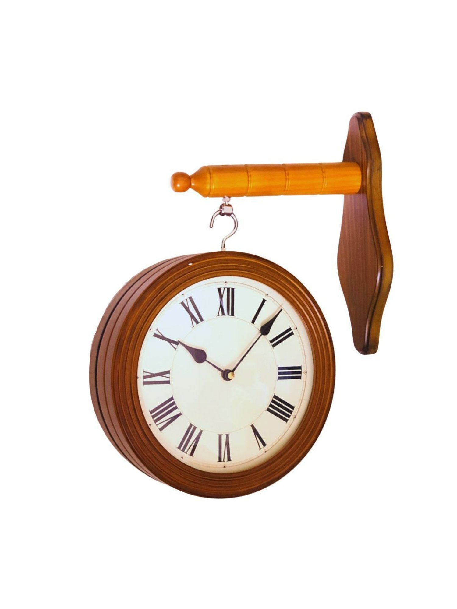 CHRONIKLE Elegant Square Tan Wood Wall Clock