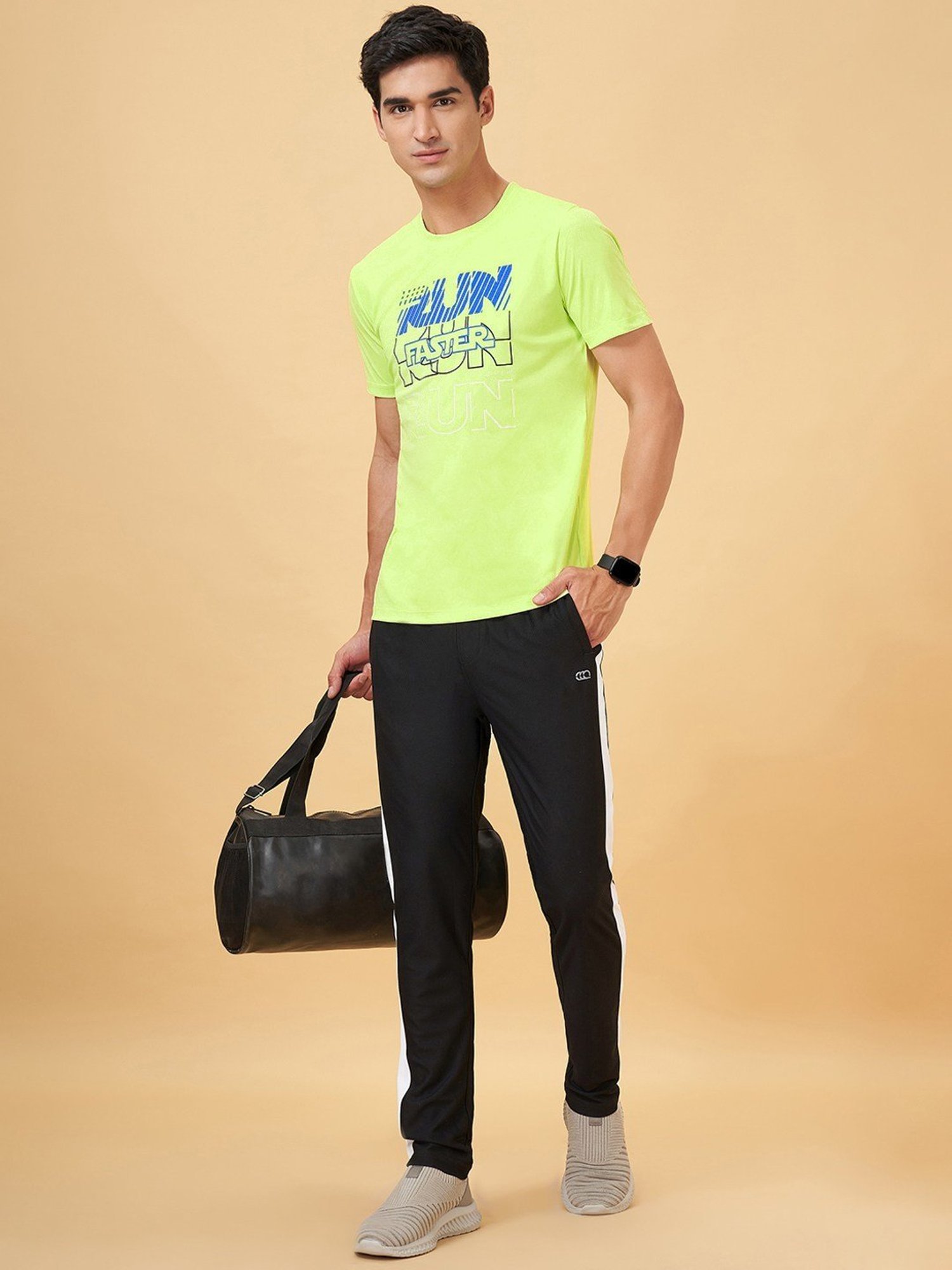 Ajile By Pantaloons Neon Green Slim Fit Printed T-Shirt