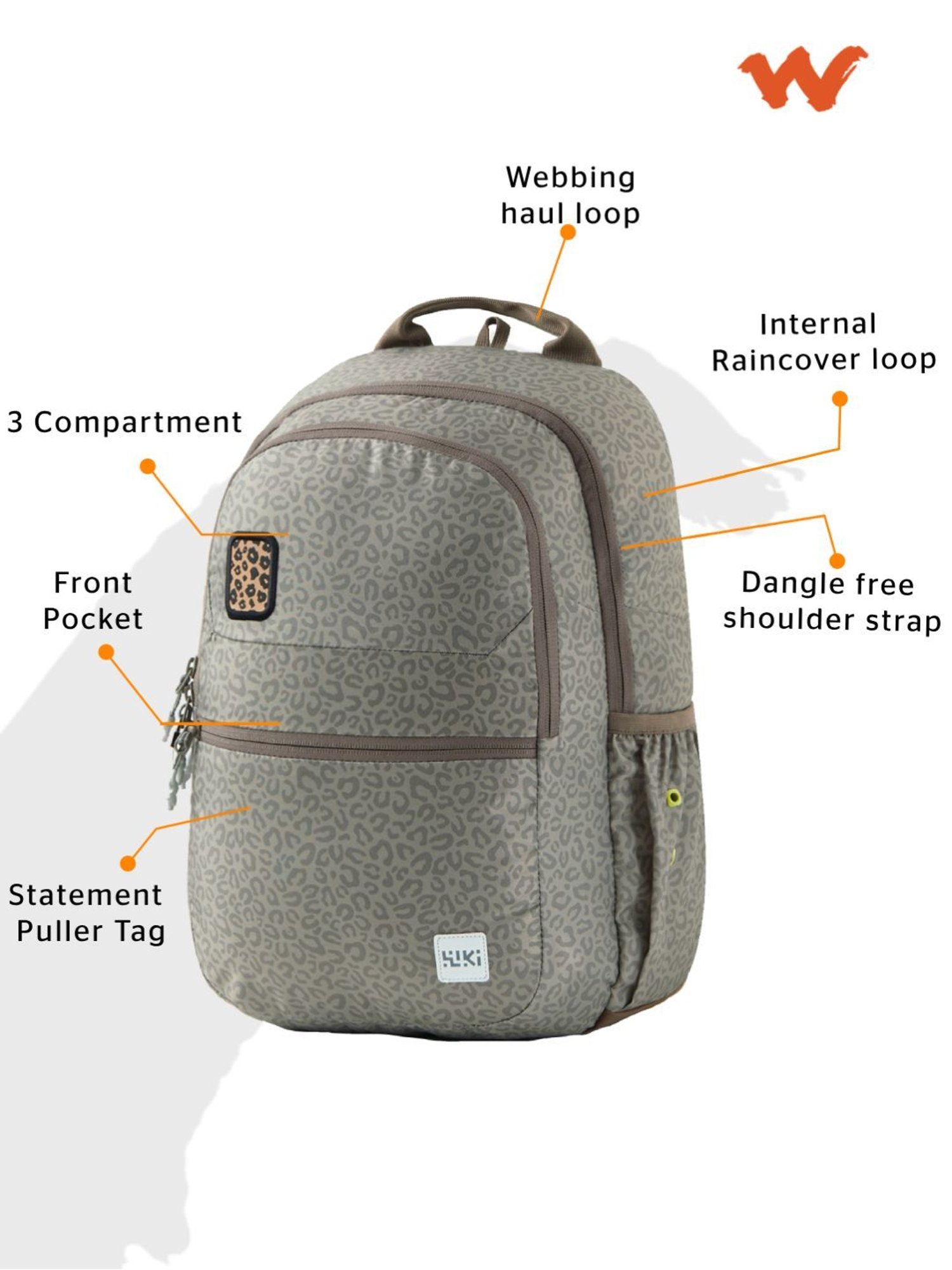 Wiki Back to School 1 Beige Polyester Printed Backpack - 22 Ltrs