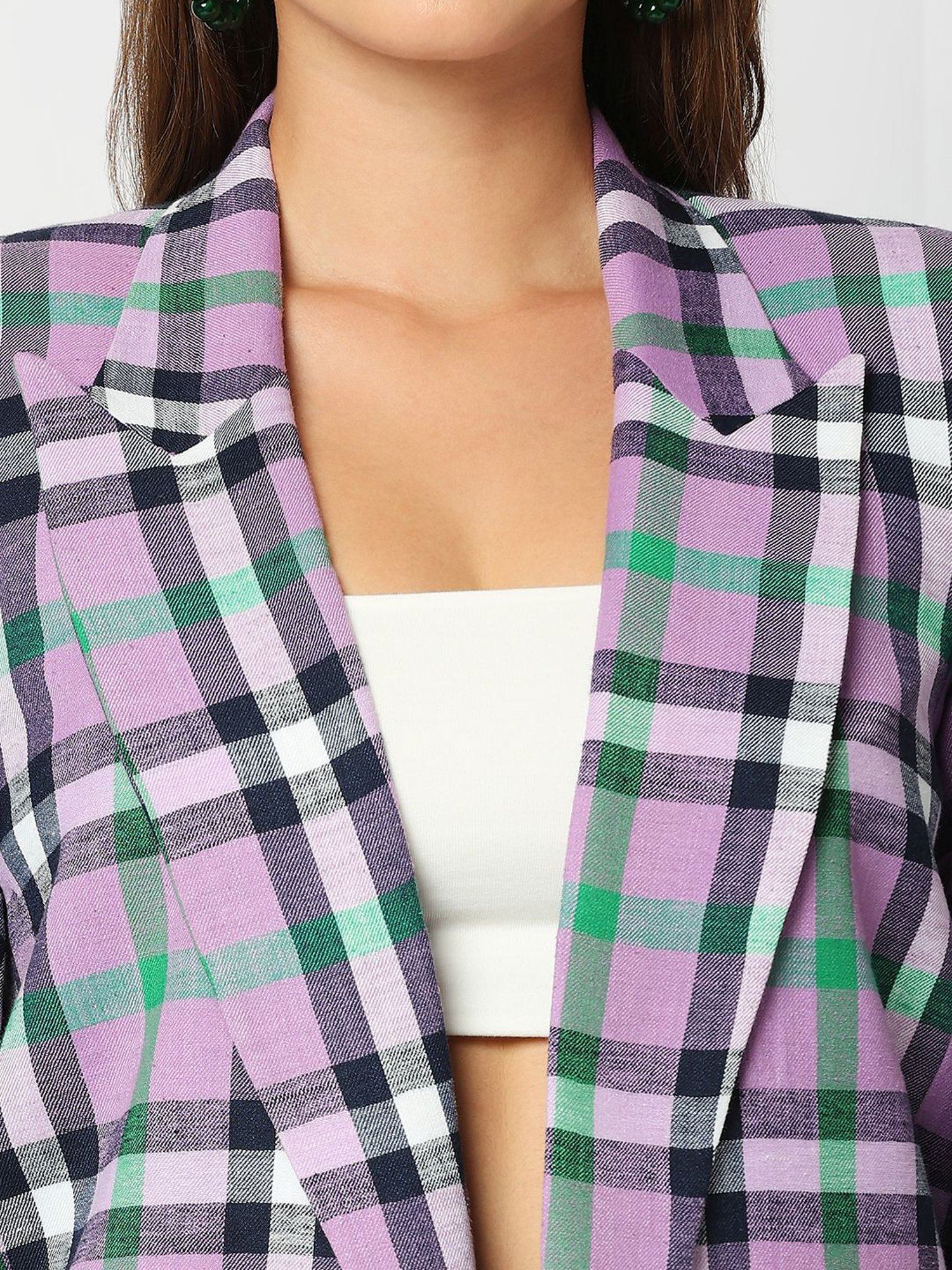 Remanika Purple Pure Cotton Chequered Jacket