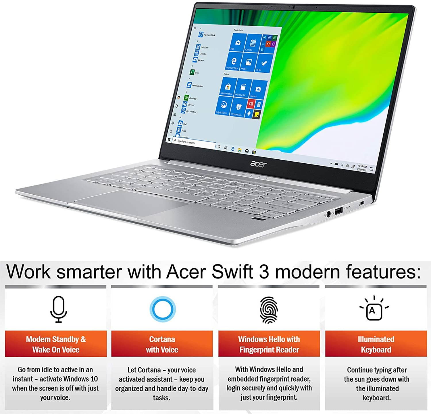 Acer Swift 3 Thin & Light Laptop, 14" Full HD IPS, AMD Ryzen 7 4700U Octa-Core Processor with Radeon Graphics, 8GB LPDDR4, 512GB NVMe SSD, WiFi 6, Backlit Keyboard, Fingerprint Reader, SF314-42-R9YN