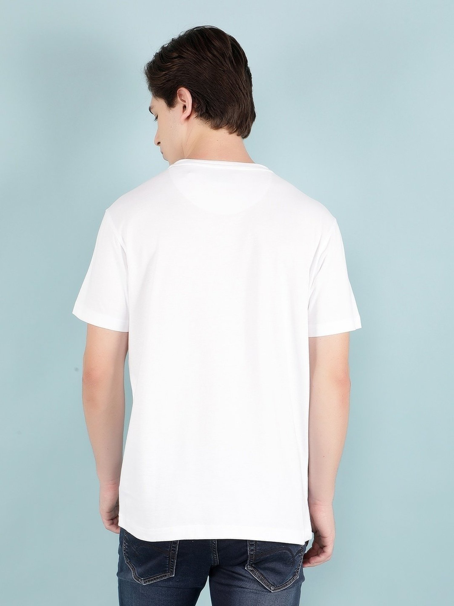 Crimsoune Club White Slim Fit Printed T-Shirt
