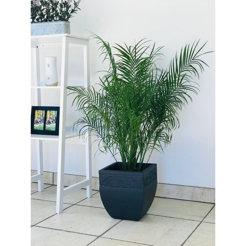 12.2" Kante Lightweight Traditional Square Planter Charcoal - Rosemead Home & Garden, Inc.
