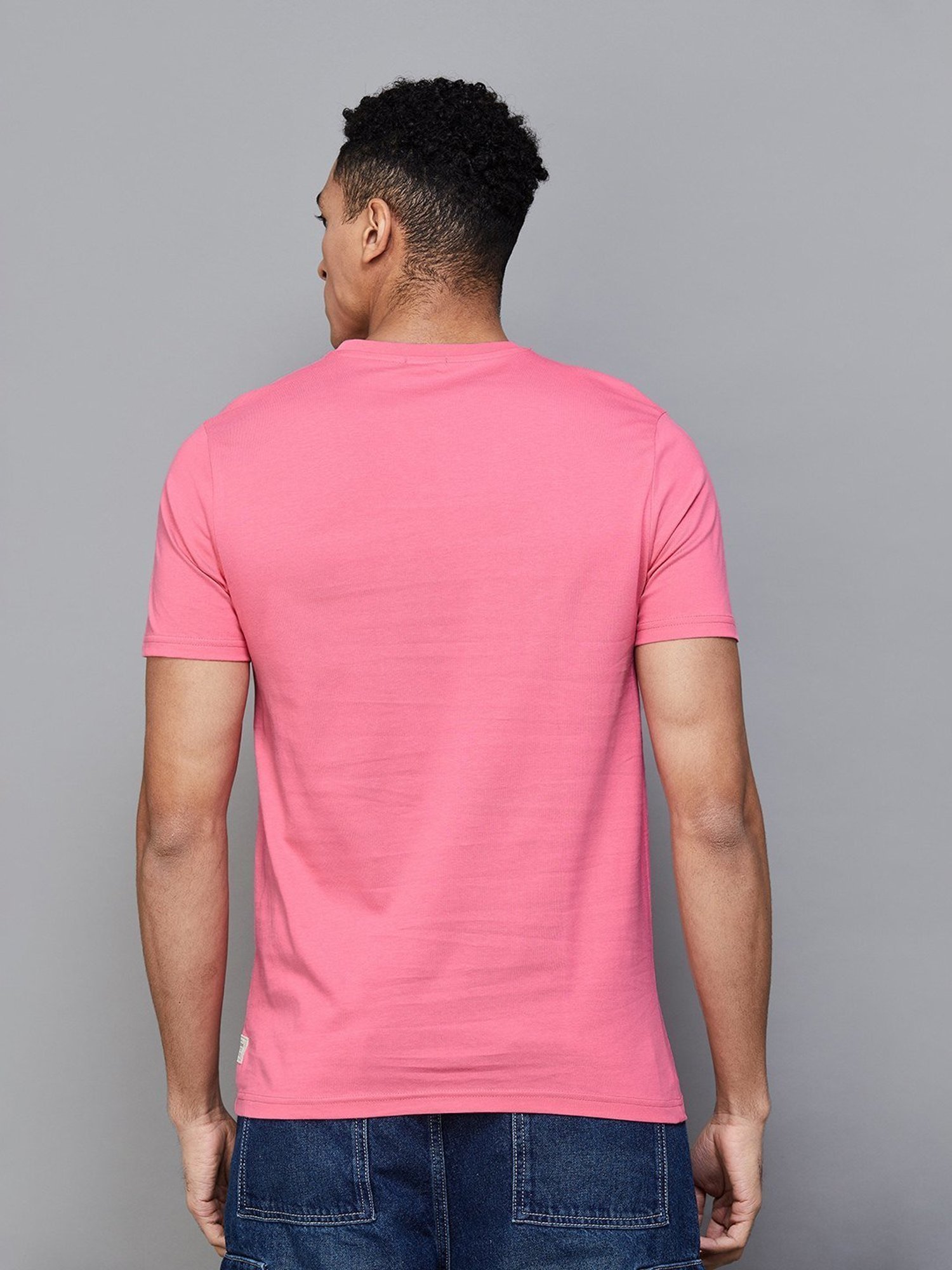 Forca by Lifestyle Pink Cotton Regular Fit Printed T-Shirt