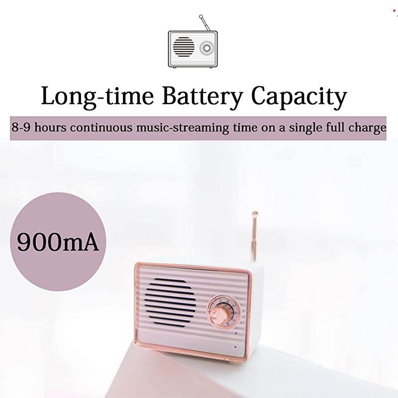 Wireless Retro Speakers  Portable Bluetooth Vintage Speaker with Builtin MicUSB 89 Hours Playtime for Kitchen Bedrooms Desk Shelf Party Travel Android iOS Speaker Coral Pink