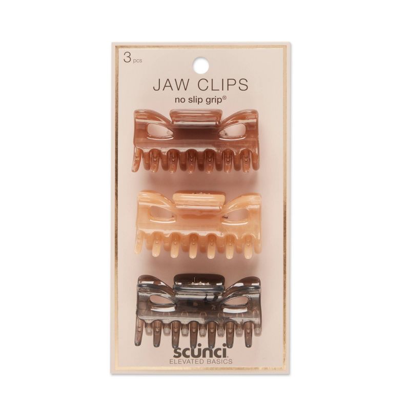 scunci Basics Medium No Slip Jaw Clips - Glossy Neutral - 3pk