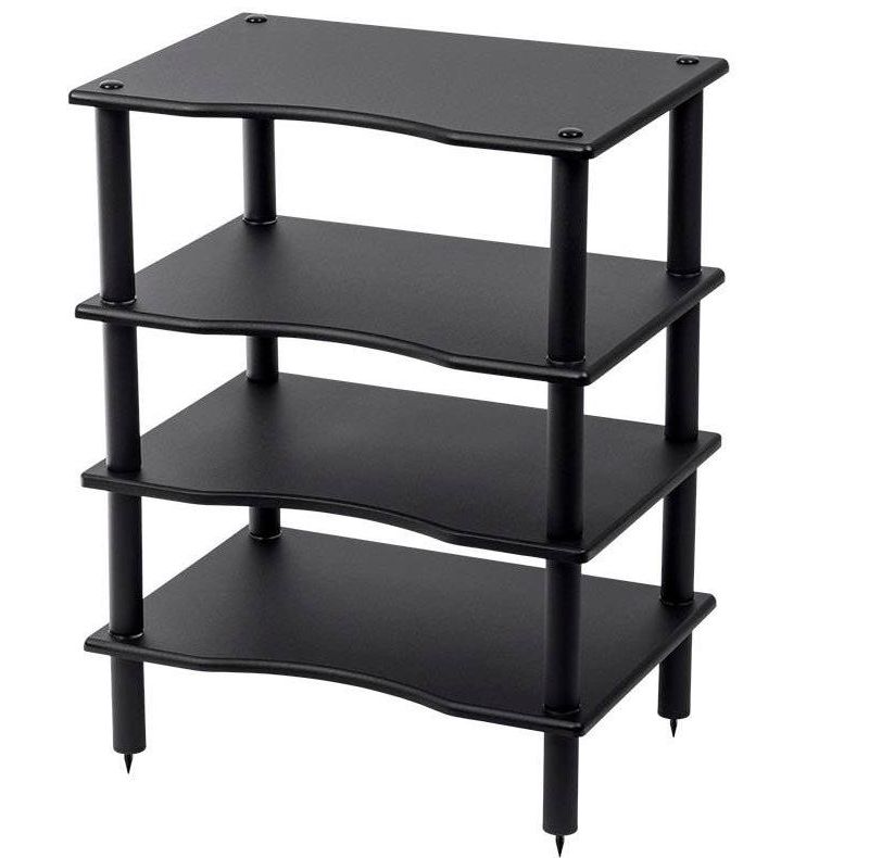 Monolith 4 Tier/Shelf Audio Stand - Black | Open Air Storage, Modular Design, Sturdy, Compatible With Bose, Polk, Sony, Yamaha, Pioneer and others