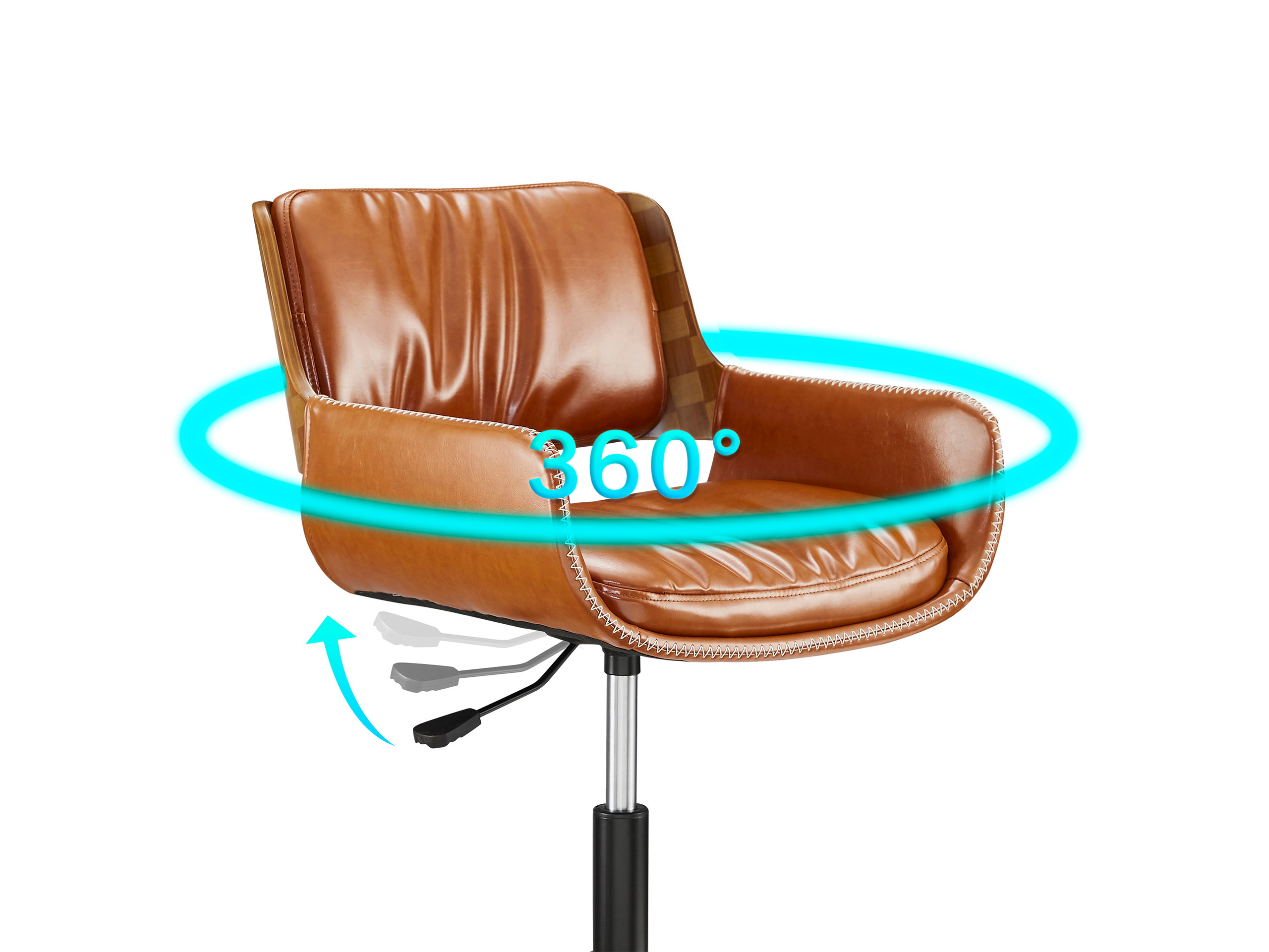 Art Leon Faux Leather Height-adjustable Swivel Accent Home Office Desk Chair with Unique Chess-Board Bentwood Back