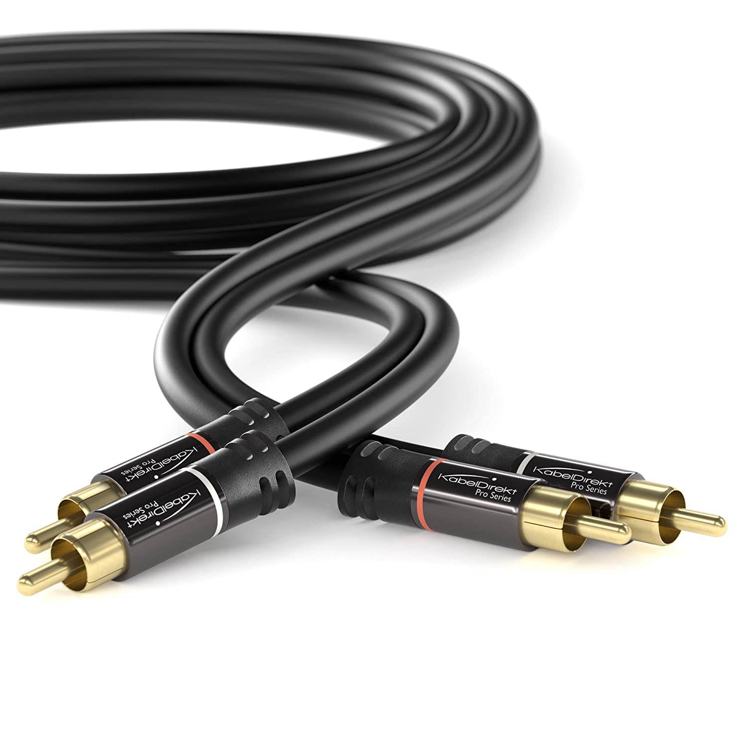 KabelDirekt RCA Stereo Cable, Cord (3 feet Short, Dual 2 x RCA Male to 2 x RCA Male Audio Cable, Digital & Analogue, Double-Shielded, Pro Series) Supports (Amplifiers, AV Receivers, Hi-Fi)