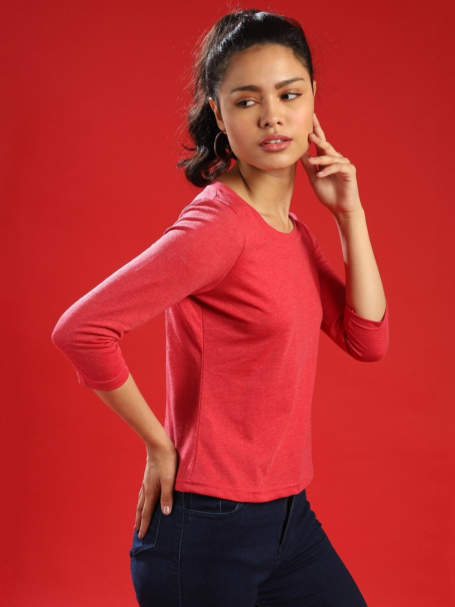 Campus Sutra Red Regular Fit Top