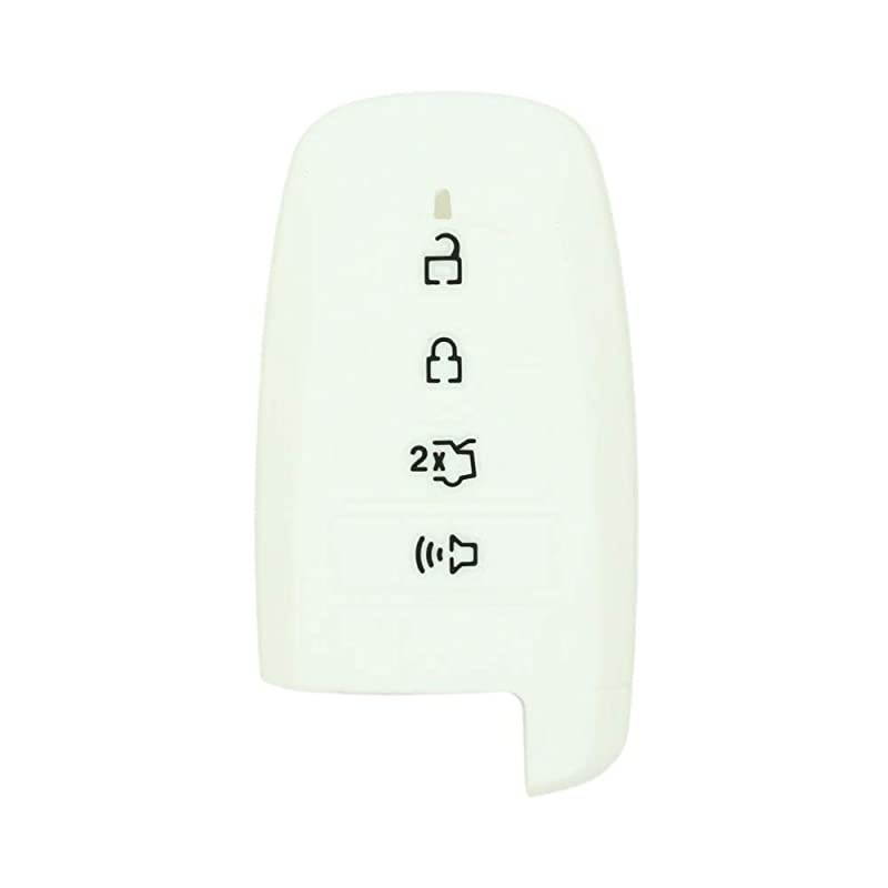 Silicone Cover Protector Case Holder Skin Jacket Compatible with FORD Fusion 4 Button Smart Remote Key Fob CV2717 White