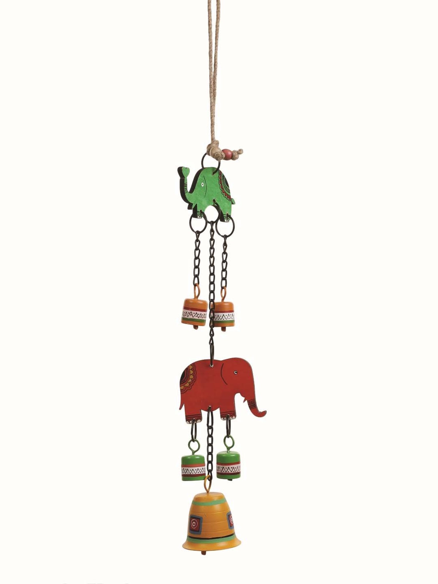 VarEesha Multicolor Wood Elephant Tinkle Bells Windchime - Set of 1