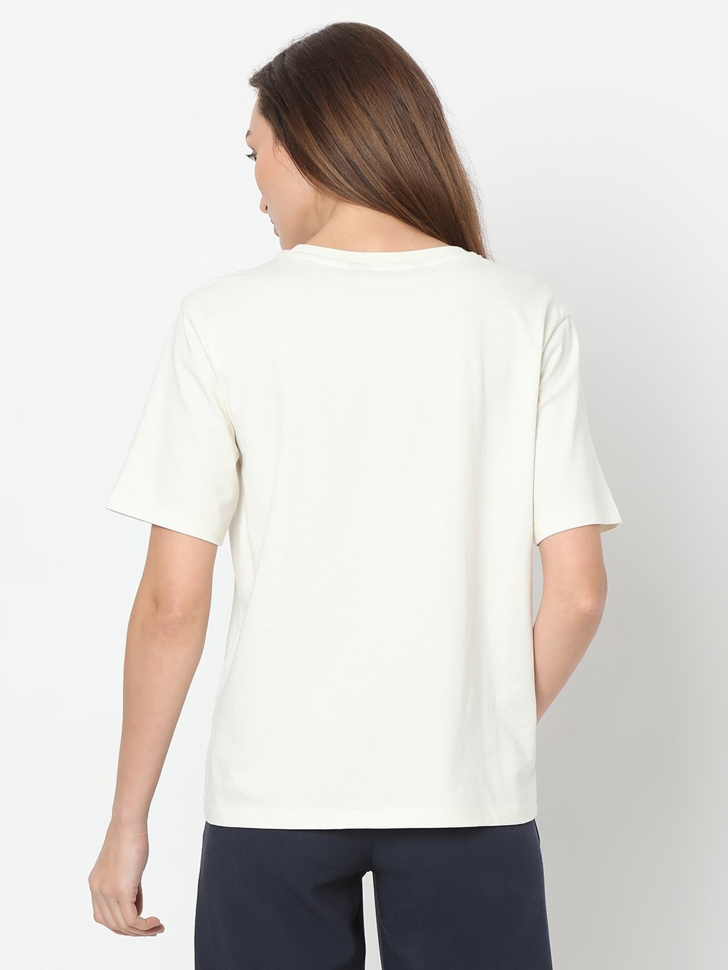 Vero Moda White & Red Cotton Floral Print T-Shirt