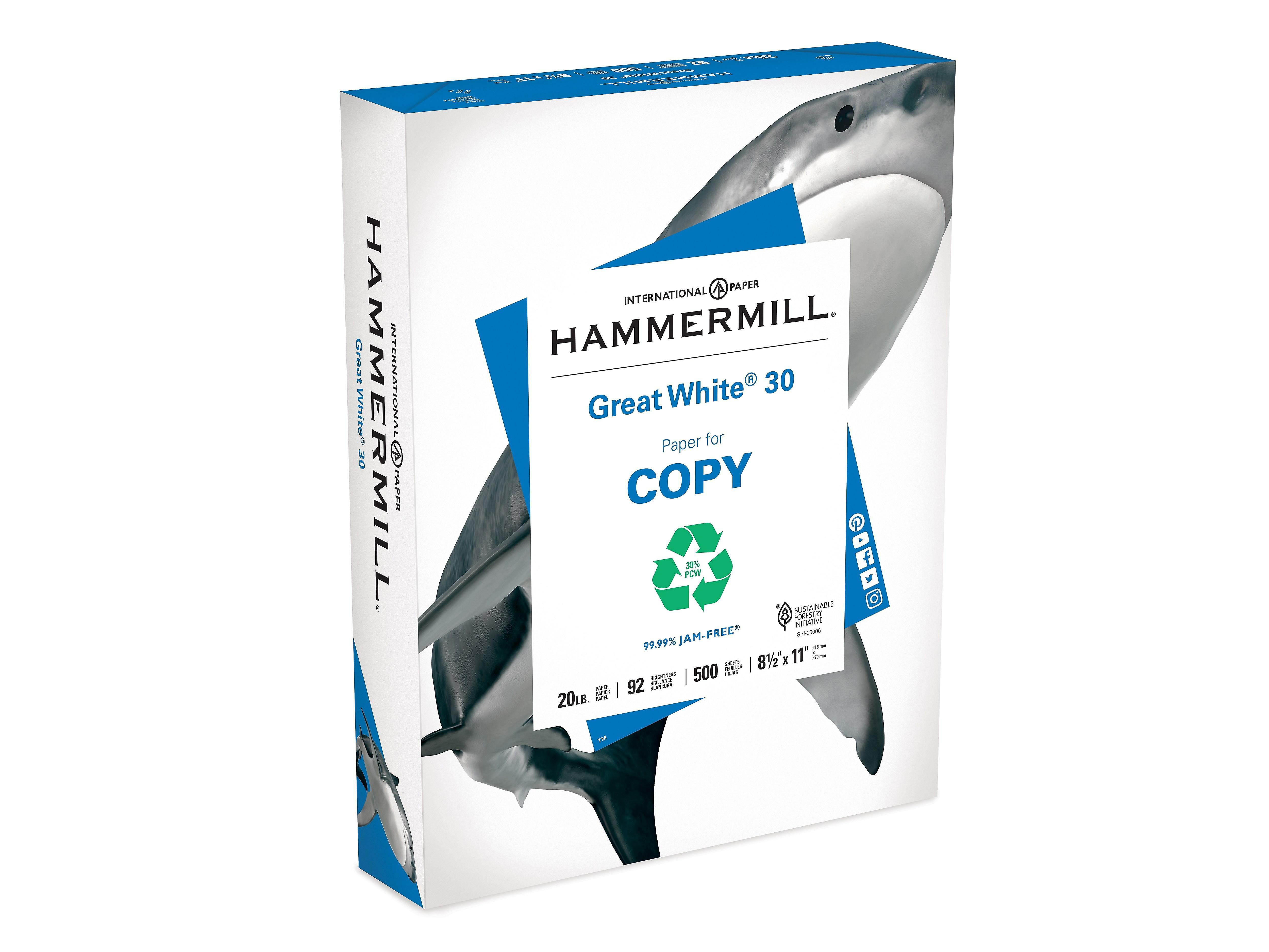 Hammermill Great White 30% Recycled 8.5" x 11" Copy Paper 20 lbs 92 Brightness