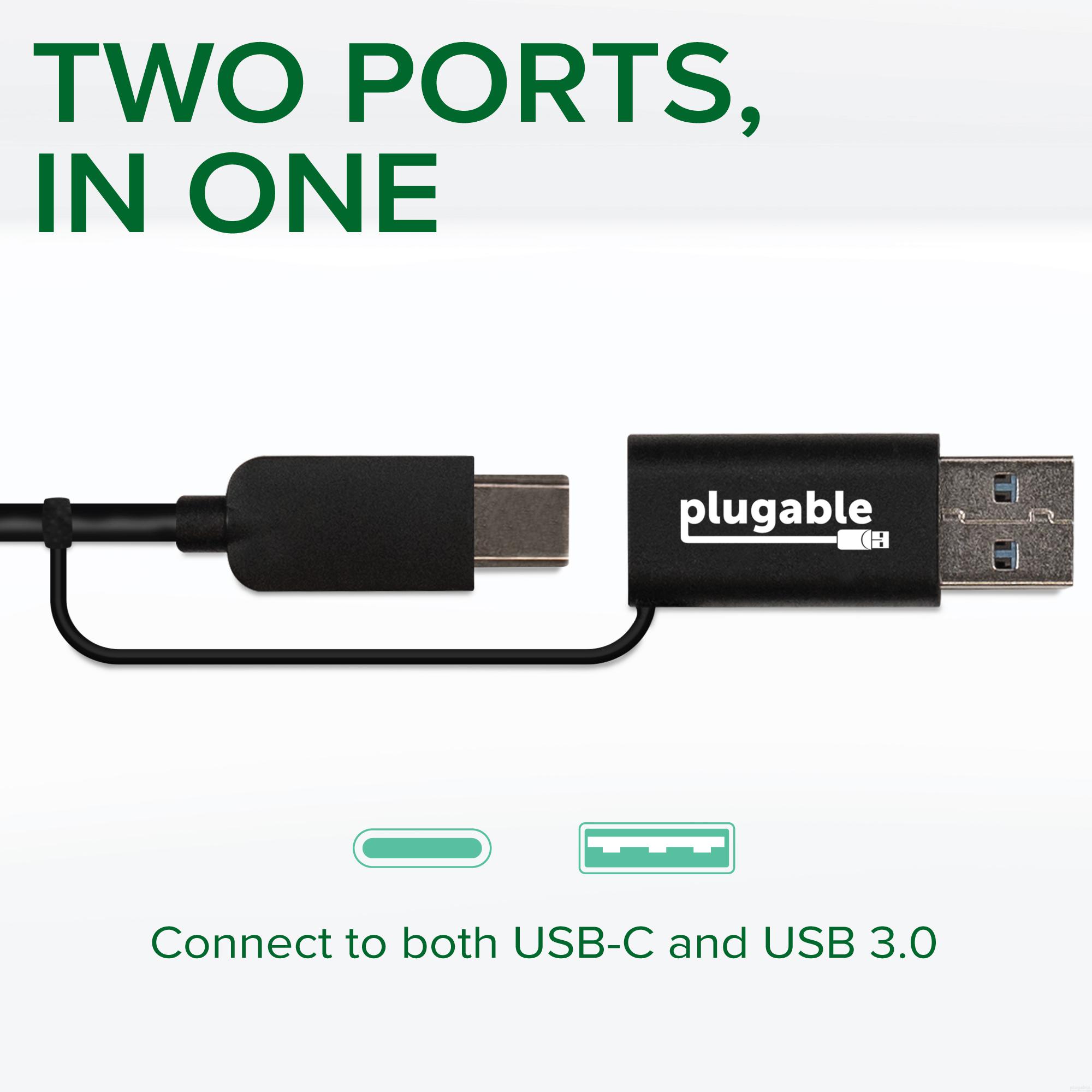 Plugable 2.5G USB C and USB to Ethernet Adapter, 2-in-1 Adapter Compatible with USB C/Thunderbolt 3 or USB 3.0, USB-C to RJ45 2.5 Gigabit LAN Compatible with Mac, Windows, and Linux