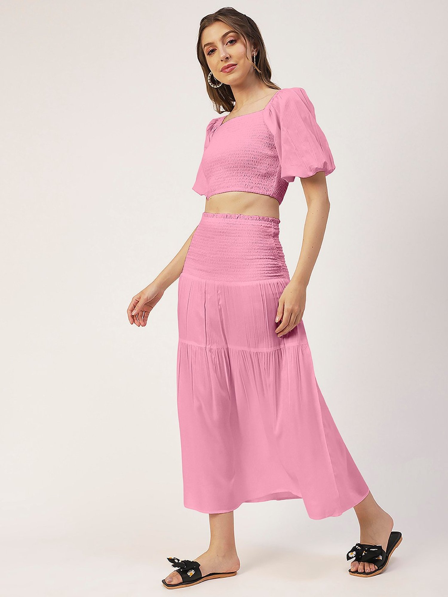 Moomaya Light Pink Midi Skirt