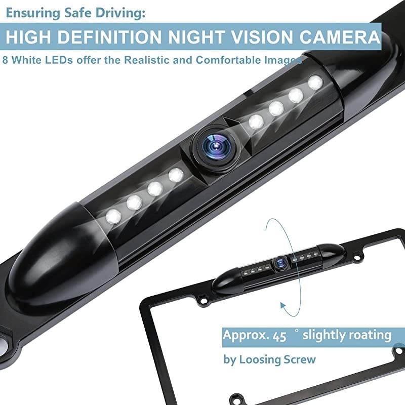 View Camera with 8 Bright LEDs 170&deg; Viewing Angle Waterproof Backup Camera Vehicle Universal Reversing Assist Security
