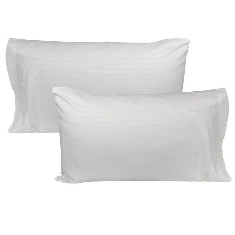 Set of Two Pillowcases with White on White Stripes Solid Color Microfiber Pillow Covers - Store51 LLC..