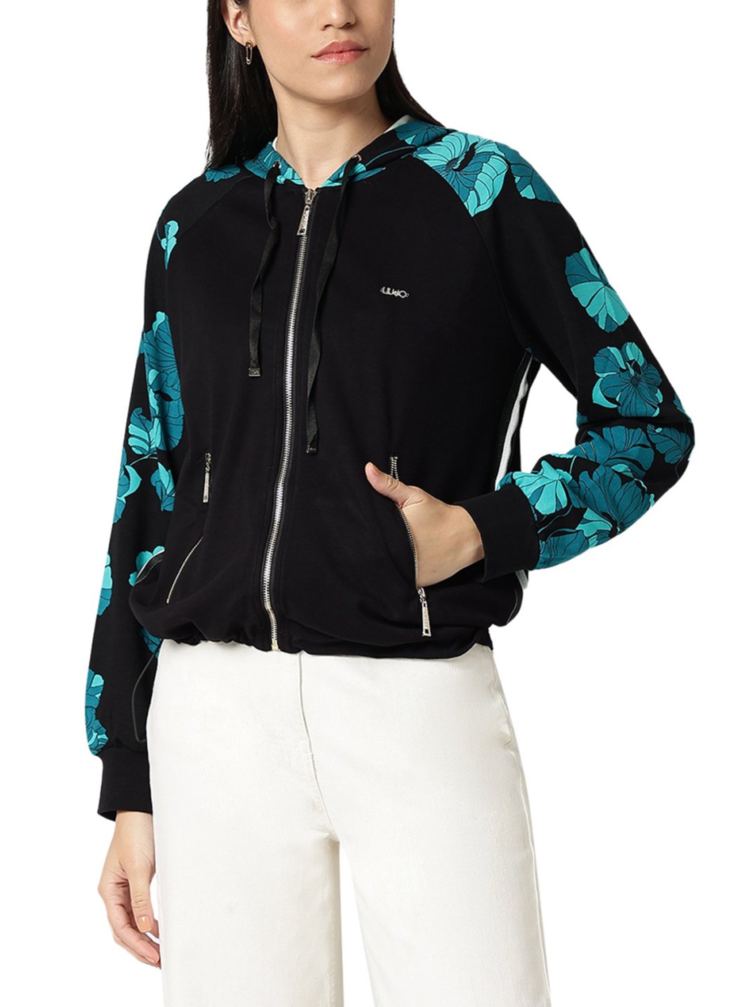 Liu Jo Flower Everglow & Nero Floral Regular Fit Hoodie